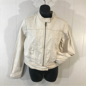 Gap Cream Cotton Canvas Moto Racer Jacket Vintage Large 100% Cotton